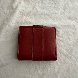 Coach Red Leather Mini Coin Wallet